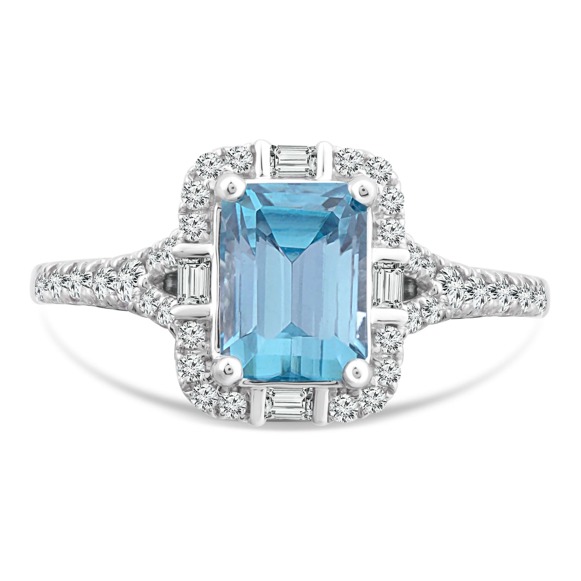Blue Topaz and Diamond Ring in 10K White Gold (1/2 ct. tw.)