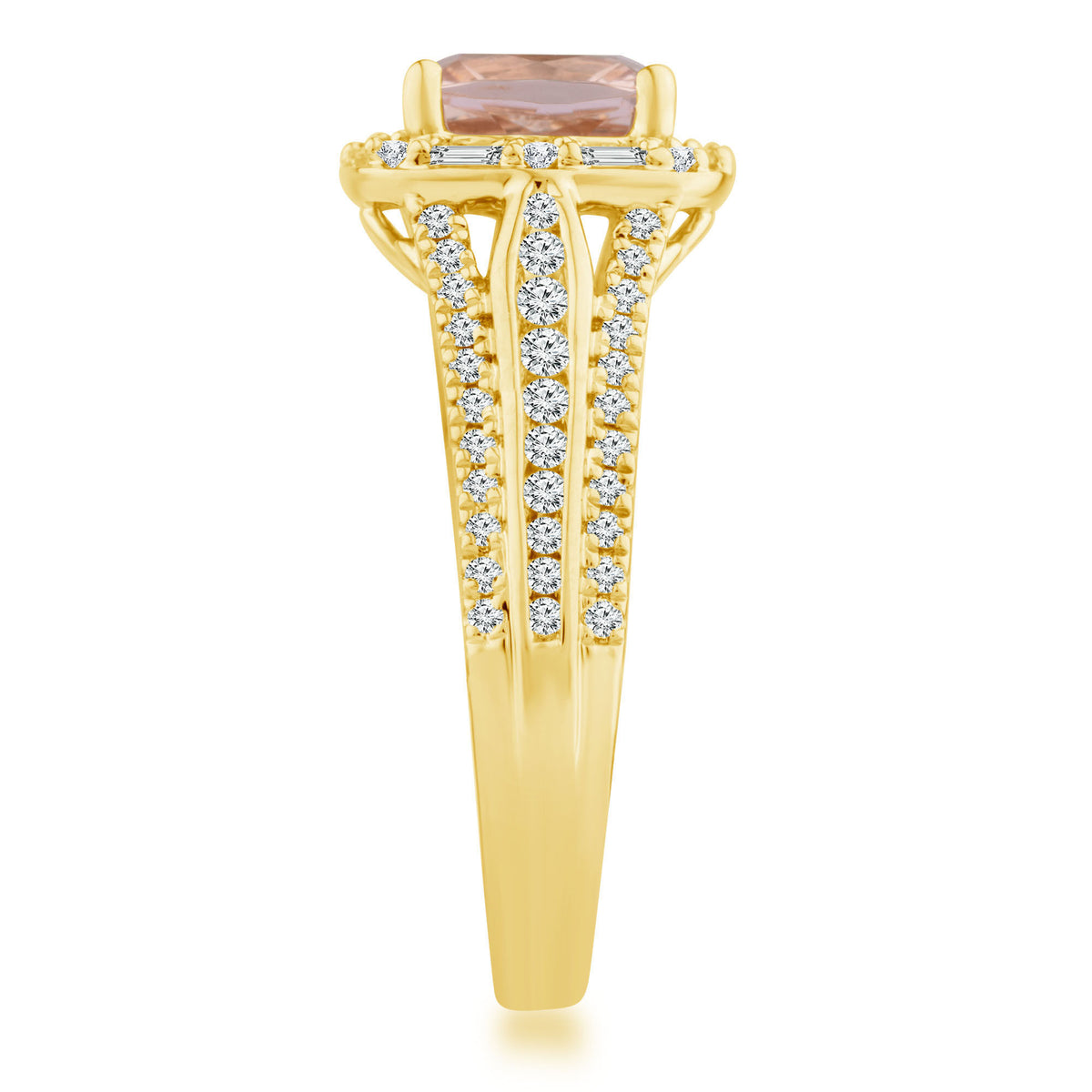 Cushion-Cut Morganite and Diamond Ring in 10K Yellow Gold (1/2 ct. tw.)