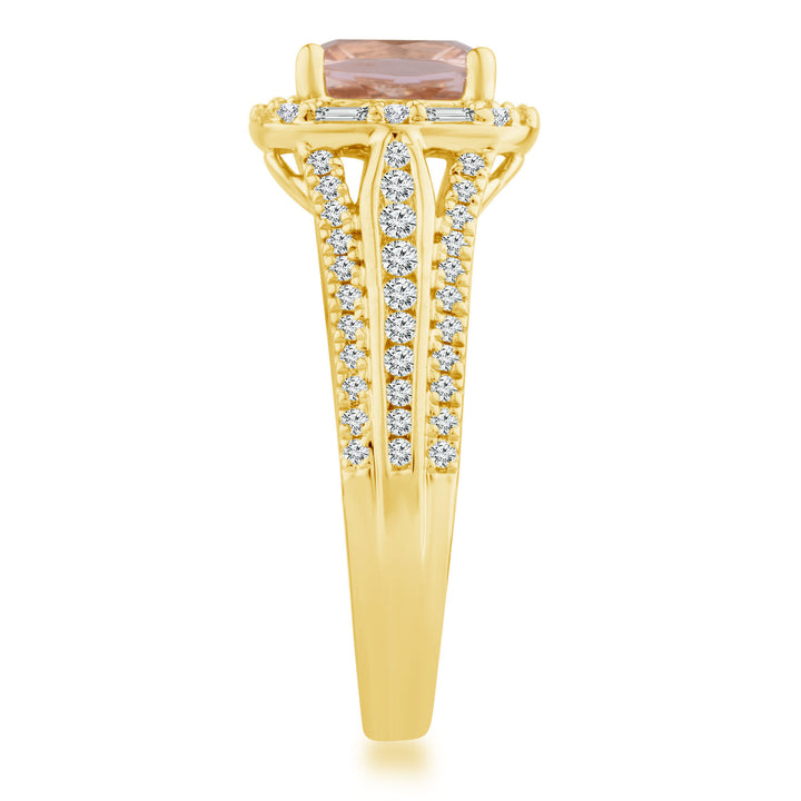 Cushion-Cut Morganite and Diamond Ring in 10K Yellow Gold (1/2 ct. tw.)