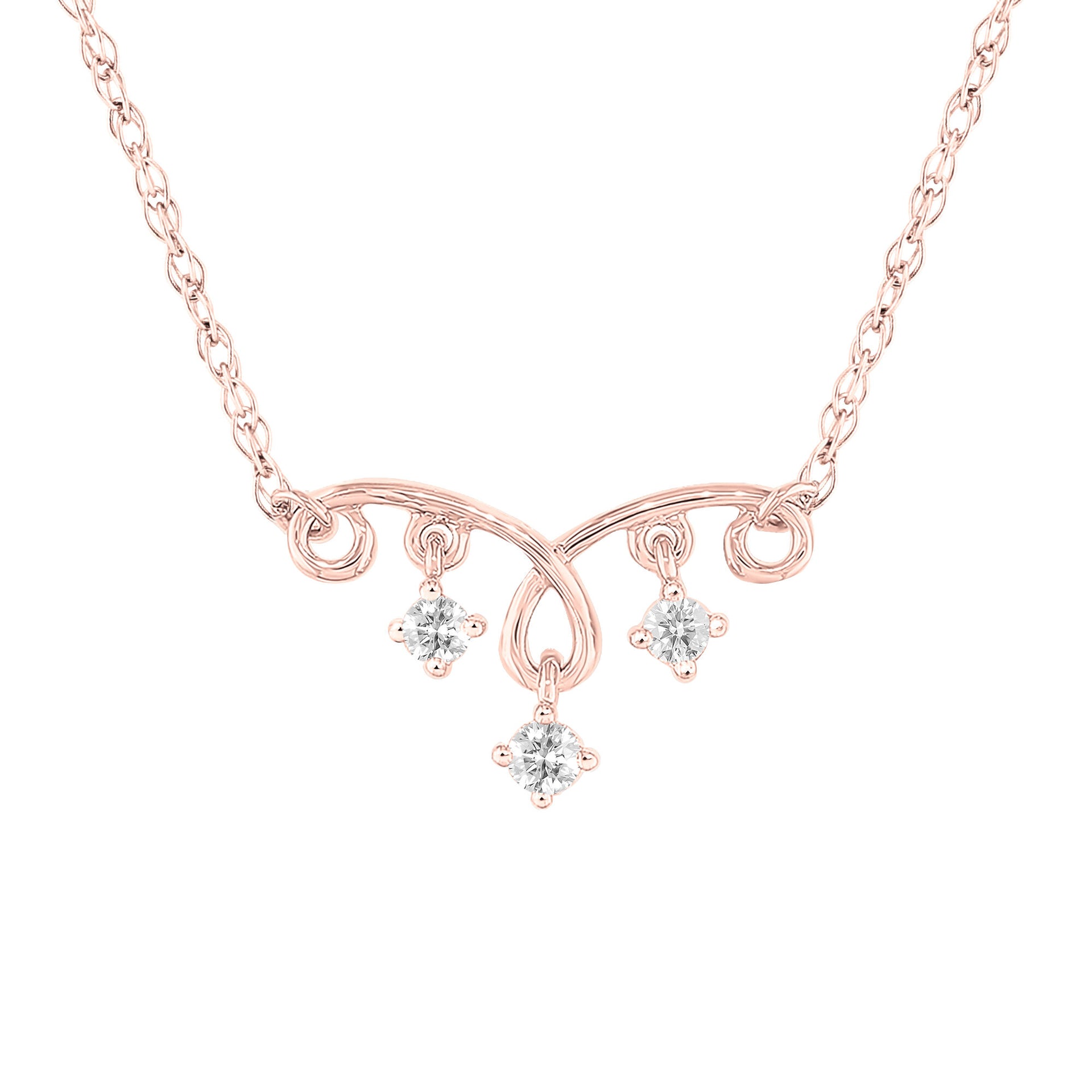 Three-Stone Diamond Accent Necklace in 10K Rose Gold