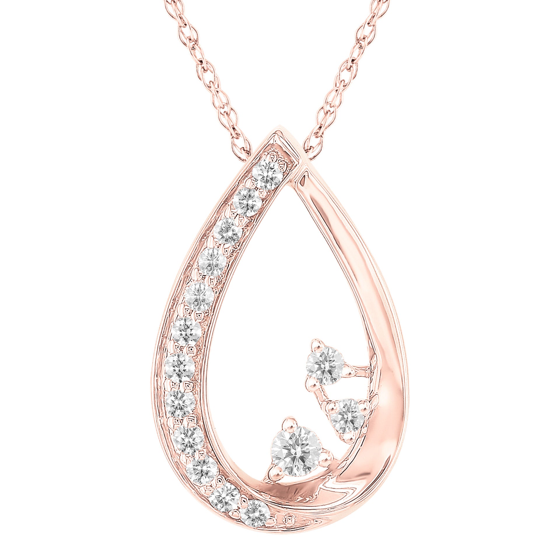 Teardrop Pendant with Diamond Accents in 10K Rose Gold
