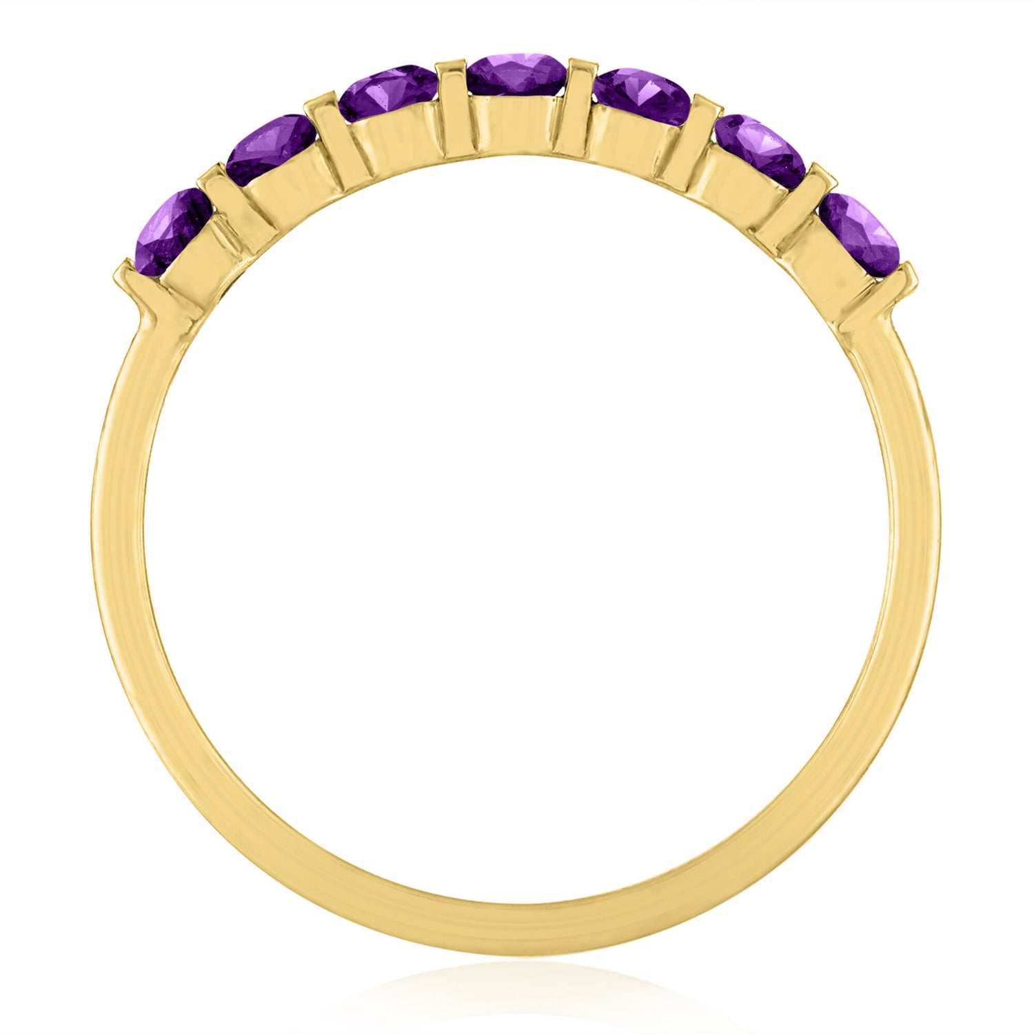 Amethyst Shared-Prong Band in 10K Yellow Gold