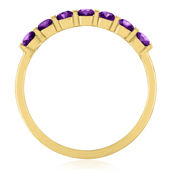 Amethyst Shared-Prong Band in 10K Yellow Gold