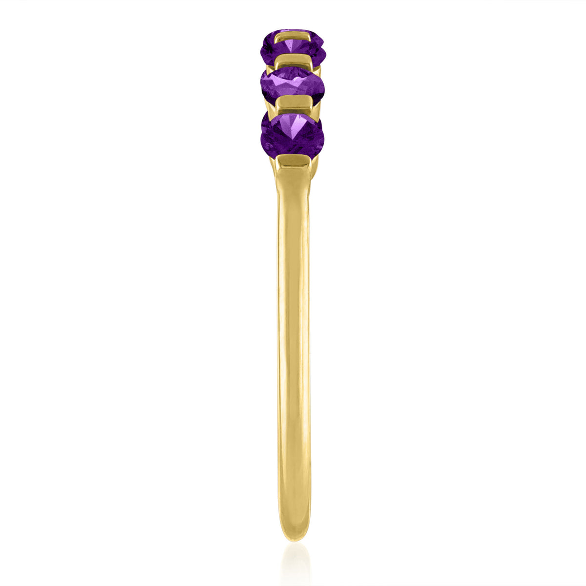Amethyst Shared-Prong Band in 10K Yellow Gold