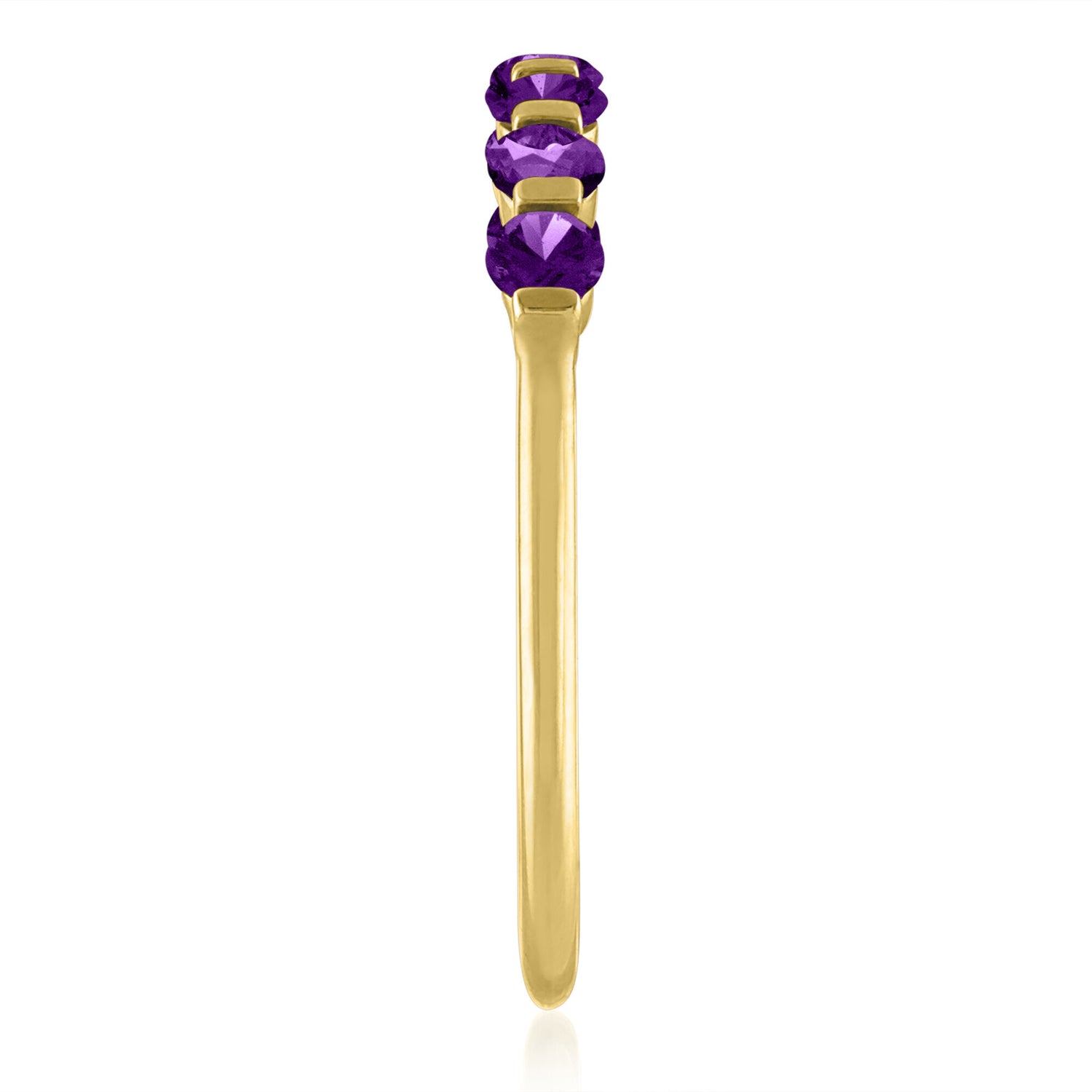 Amethyst Shared-Prong Band in 10K Yellow Gold