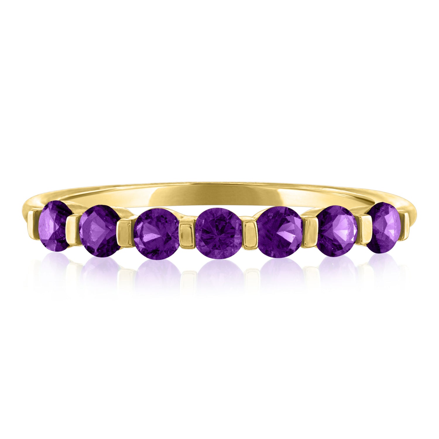 Amethyst Shared-Prong Band in 10K Yellow Gold