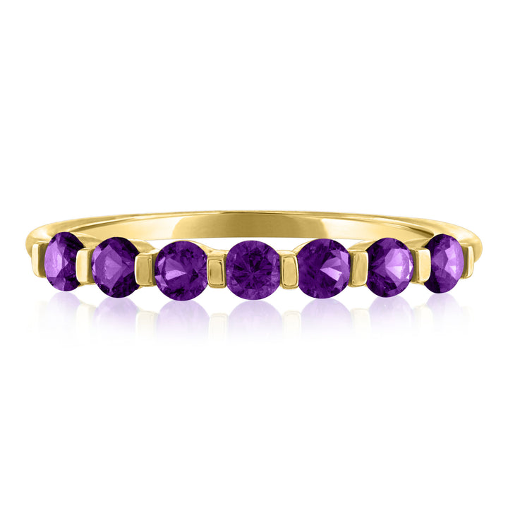 Amethyst Shared-Prong Band in 10K Yellow Gold