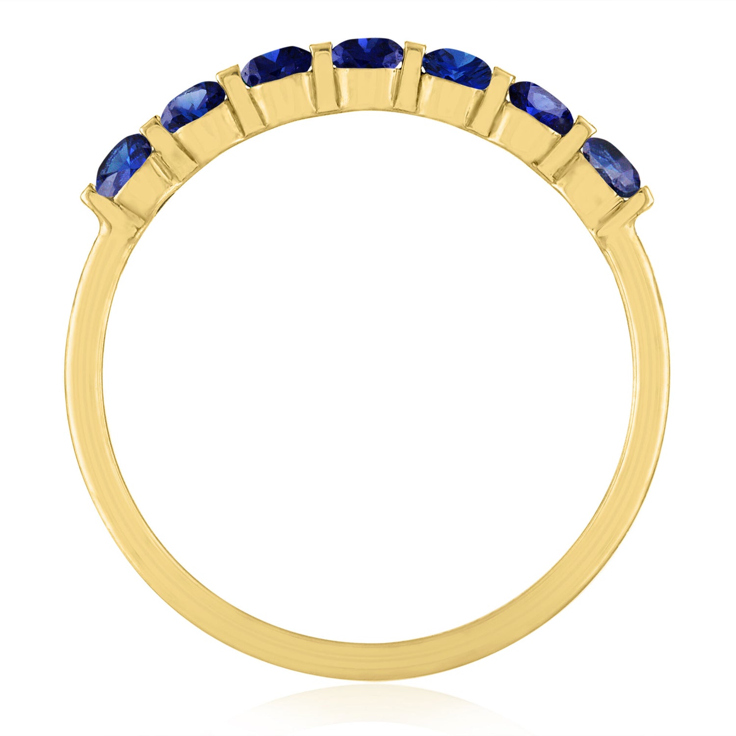 Lab-Created Blue Sapphire Shared-Prong Band in 10K Yellow Gold