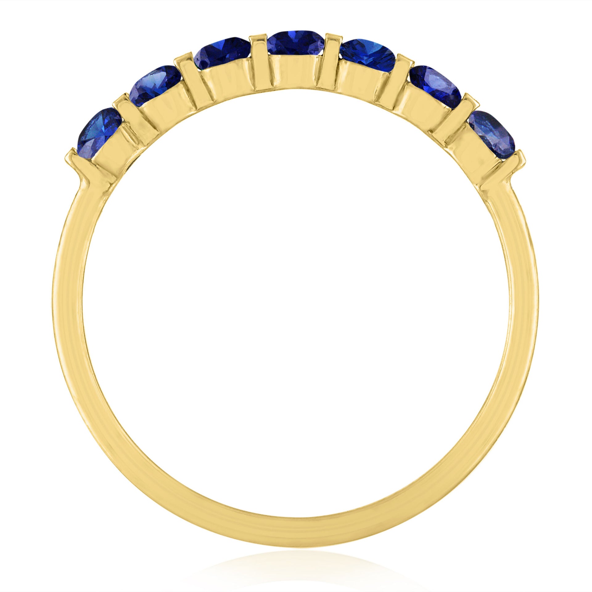 Lab-Created Blue Sapphire Shared-Prong Band in 10K Yellow Gold