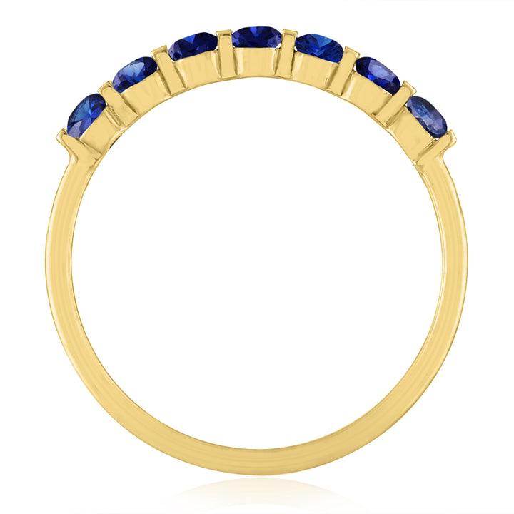 Lab-Created Blue Sapphire Shared-Prong Band in 10K Yellow Gold
