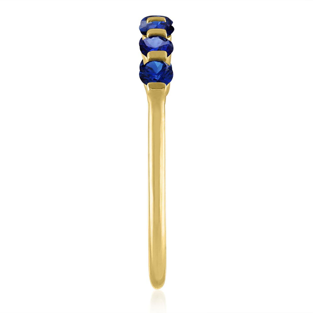 Lab-Created Blue Sapphire Shared-Prong Band in 10K Yellow Gold