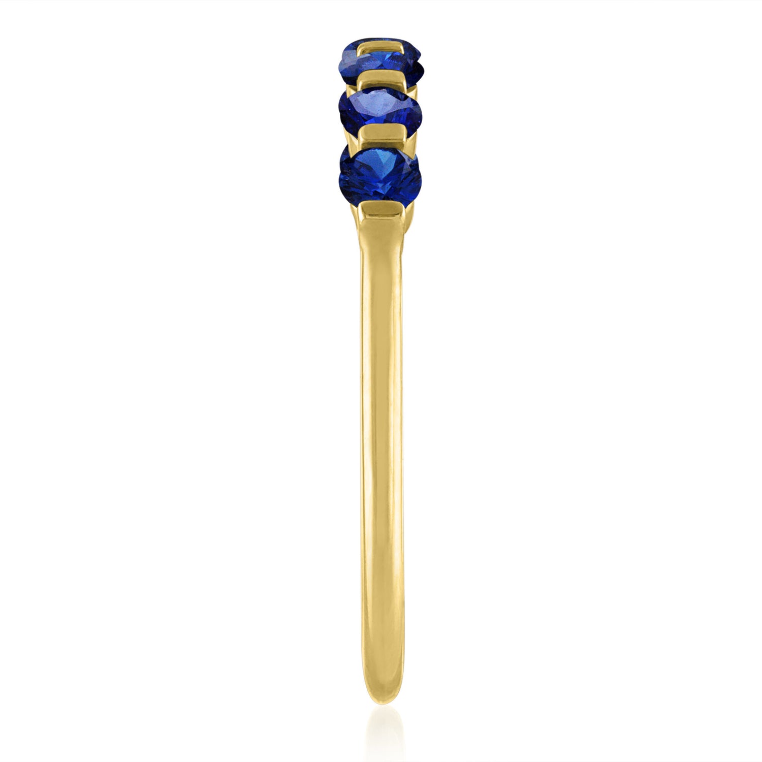Lab-Created Blue Sapphire Shared-Prong Band in 10K Yellow Gold