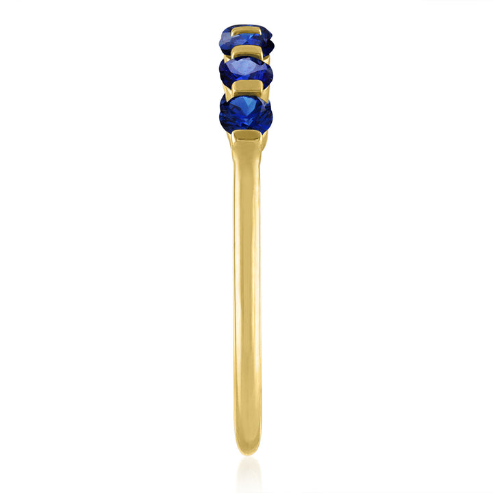 Lab-Created Blue Sapphire Shared-Prong Band in 10K Yellow Gold