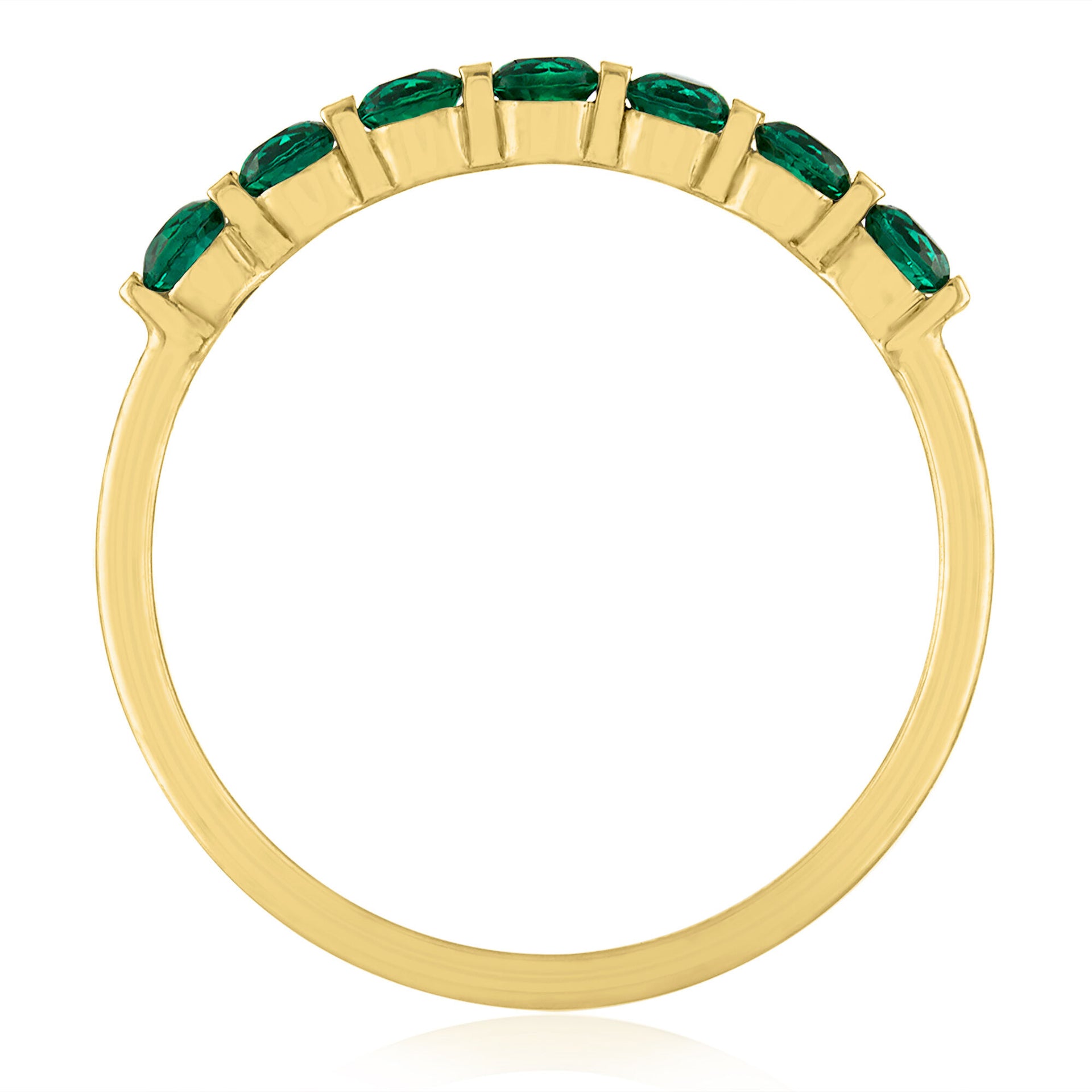 Lab-Created Emerald Shared-Prong Band in 10K Yellow Gold