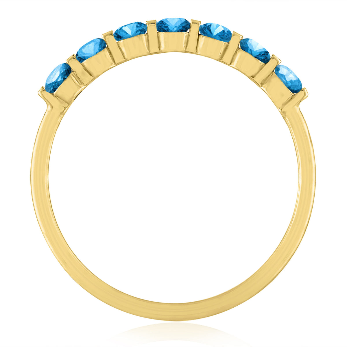 Blue Topaz Shared-Prong Band in 10K Yellow Gold