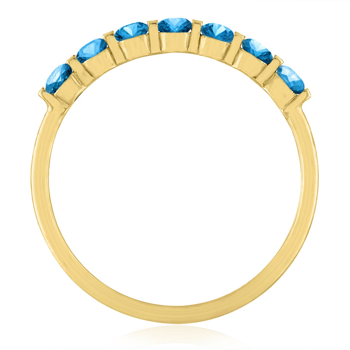Blue Topaz Shared-Prong Band in 10K Yellow Gold