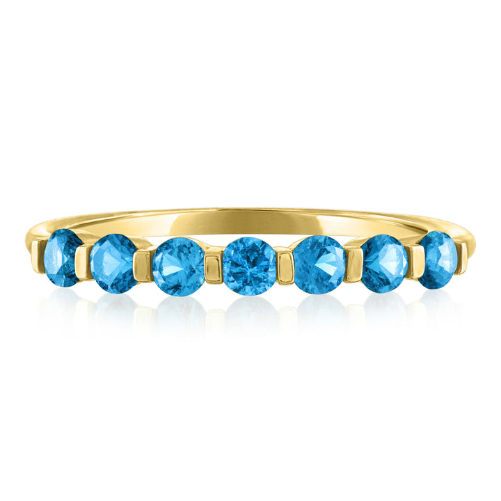 Blue Topaz Shared-Prong Band in 10K Yellow Gold