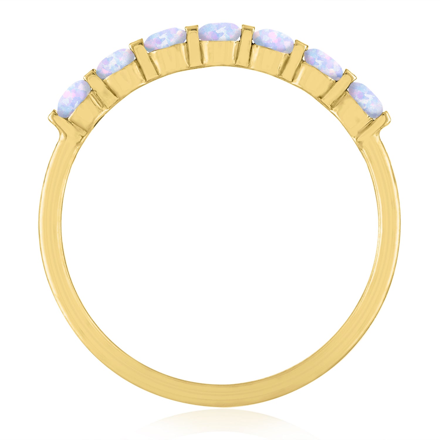 Lab-Created Opal Shared-Prong Band in 10K Yellow Gold