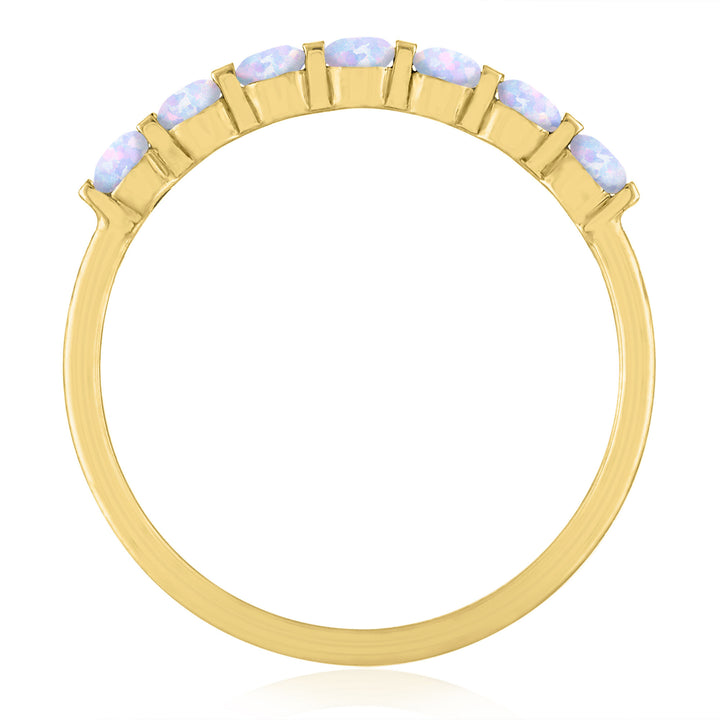 Lab-Created Opal Shared-Prong Band in 10K Yellow Gold