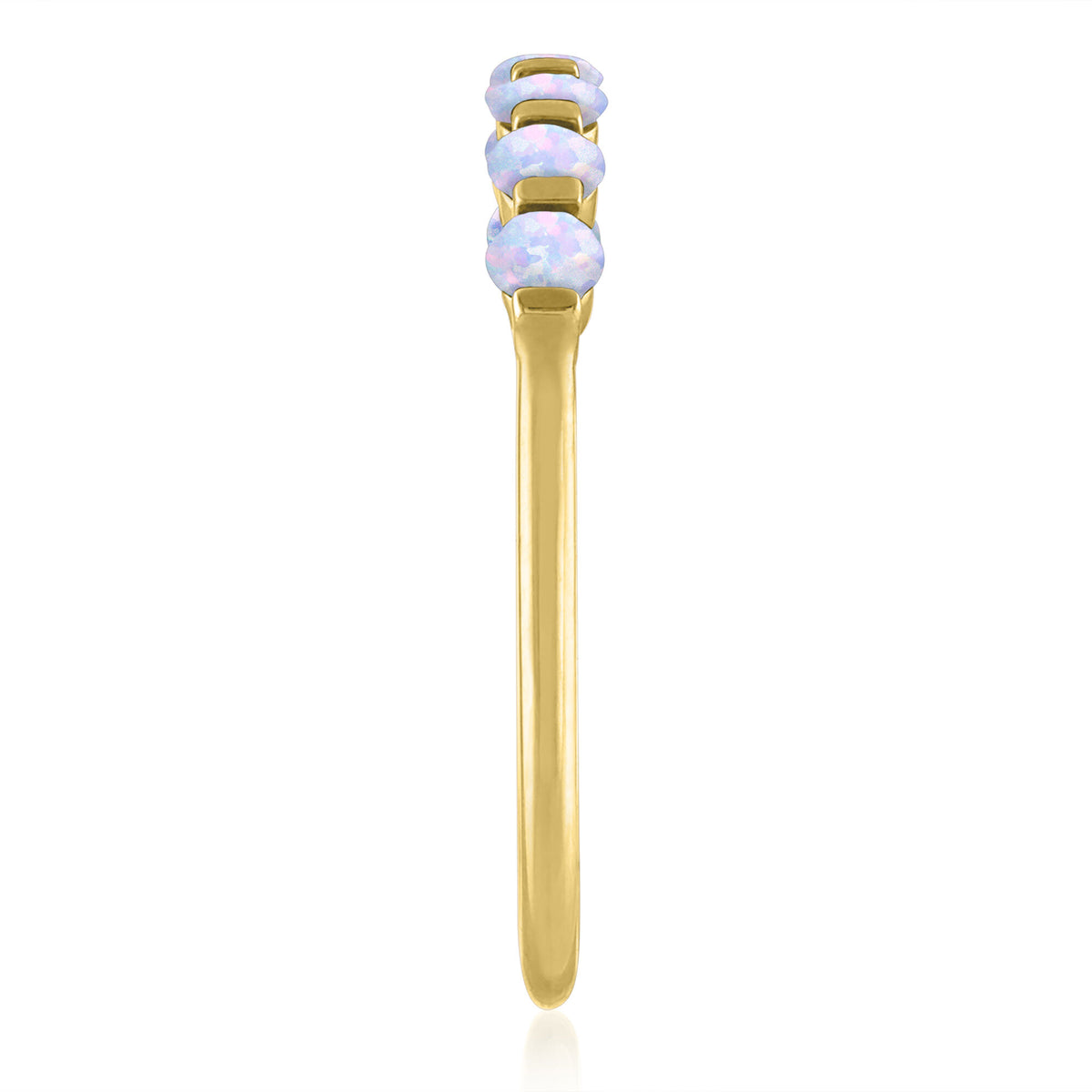 Lab-Created Opal Shared-Prong Band in 10K Yellow Gold
