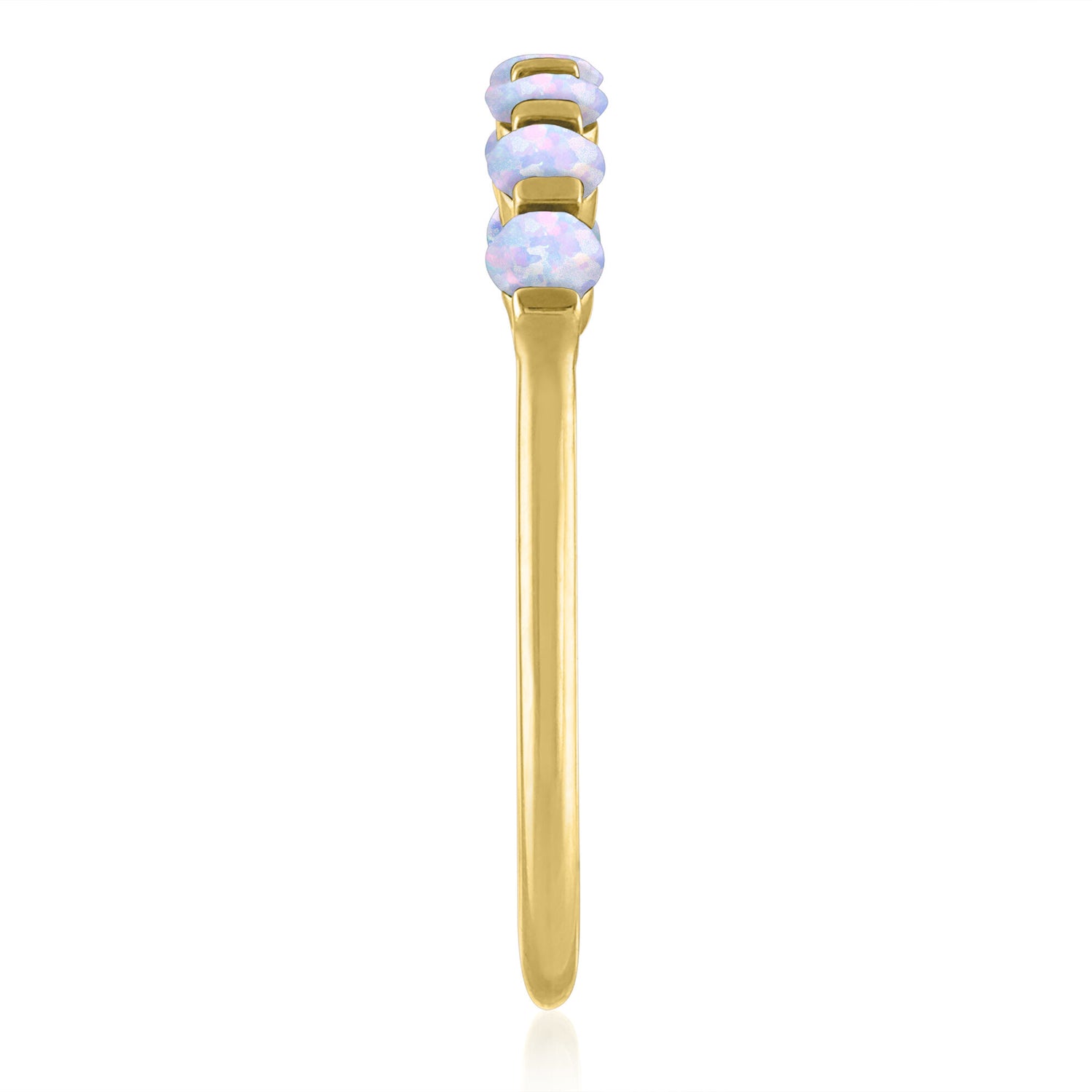 Lab-Created Opal Shared-Prong Band in 10K Yellow Gold