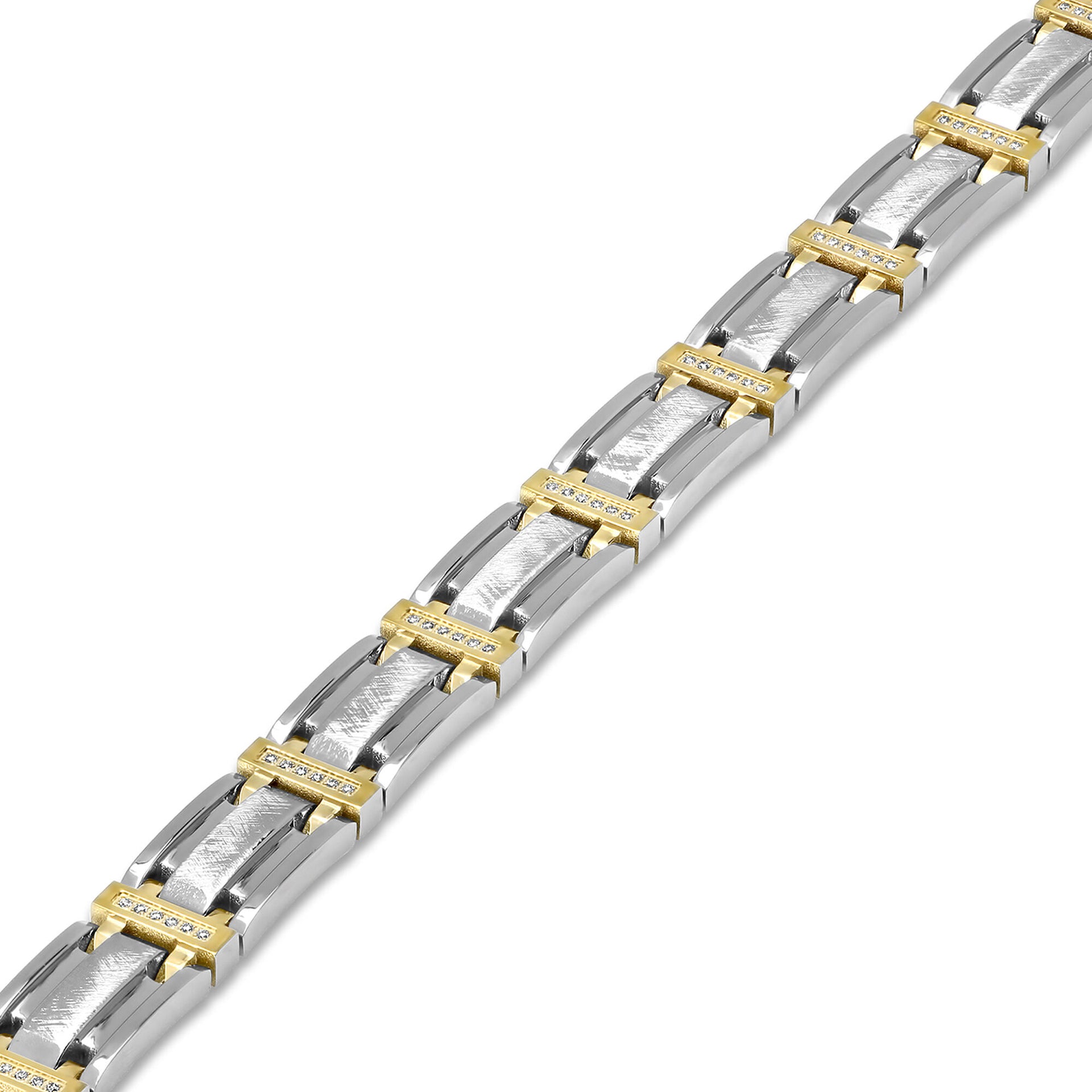 Diamond Link Bracelet in Stainless Steel and Yellow Ion-Plated Stainless Steel, 8.5" (3/8 ct. tw.)