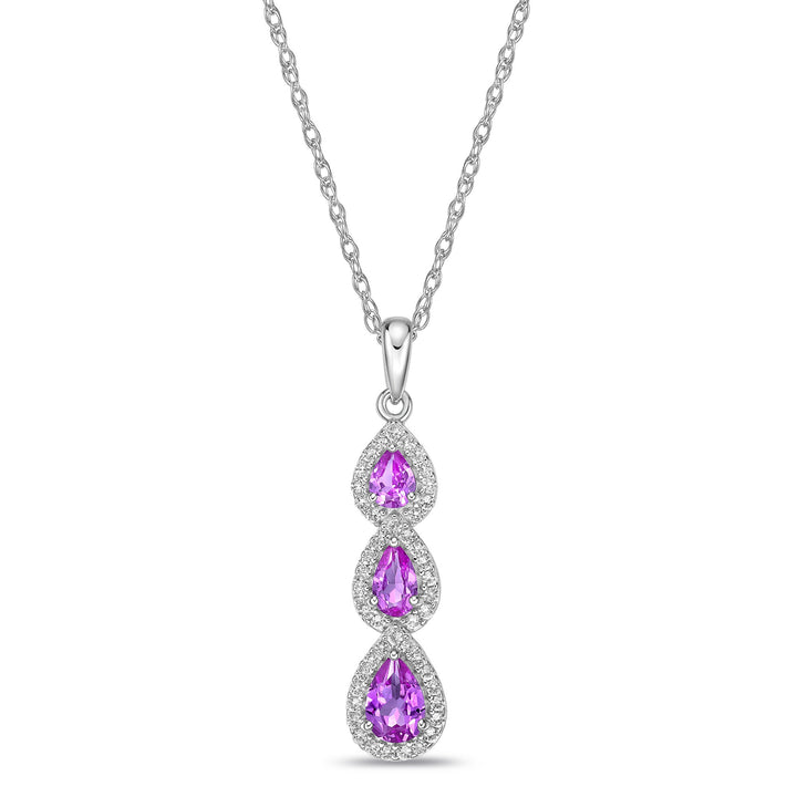 Lab-Created Pink Sapphire and Lab-Created White Sapphire Pendant in Sterling Silver