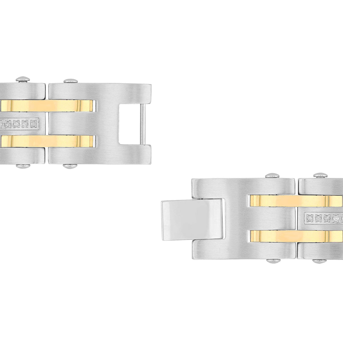 Diamond Square Link Bracelet in Stainless Steel and Yellow Ion-Plated Stainless Steel (1/2 ct. tw.), 8.5"