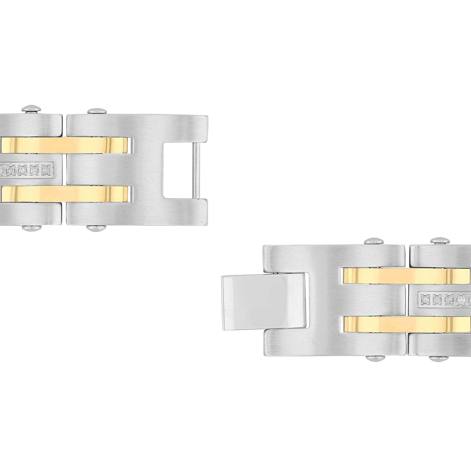 Diamond Square Link Bracelet in Stainless Steel and Yellow Ion-Plated Stainless Steel (1/2 ct. tw.), 8.5"