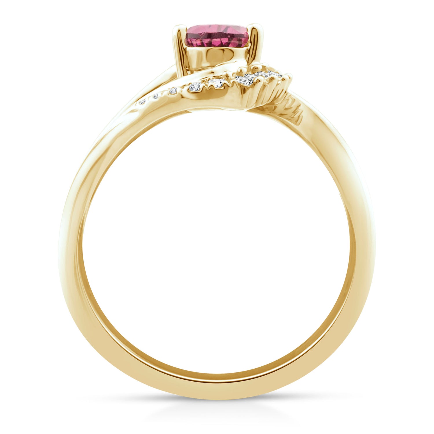 Pear-Shaped Rhodolite and Diamond Accent Ring in 10K Yellow Gold