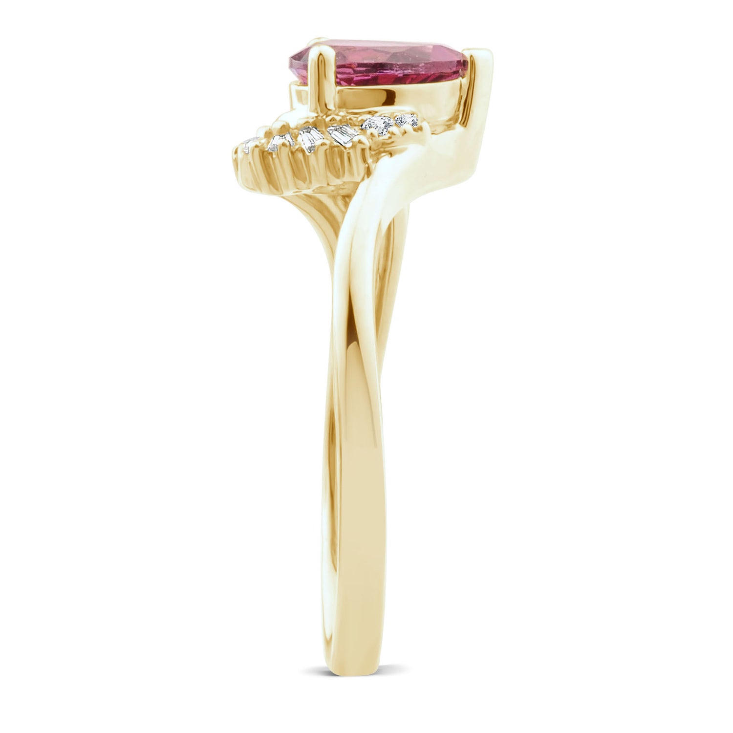 Pear-Shaped Rhodolite and Diamond Accent Ring in 10K Yellow Gold