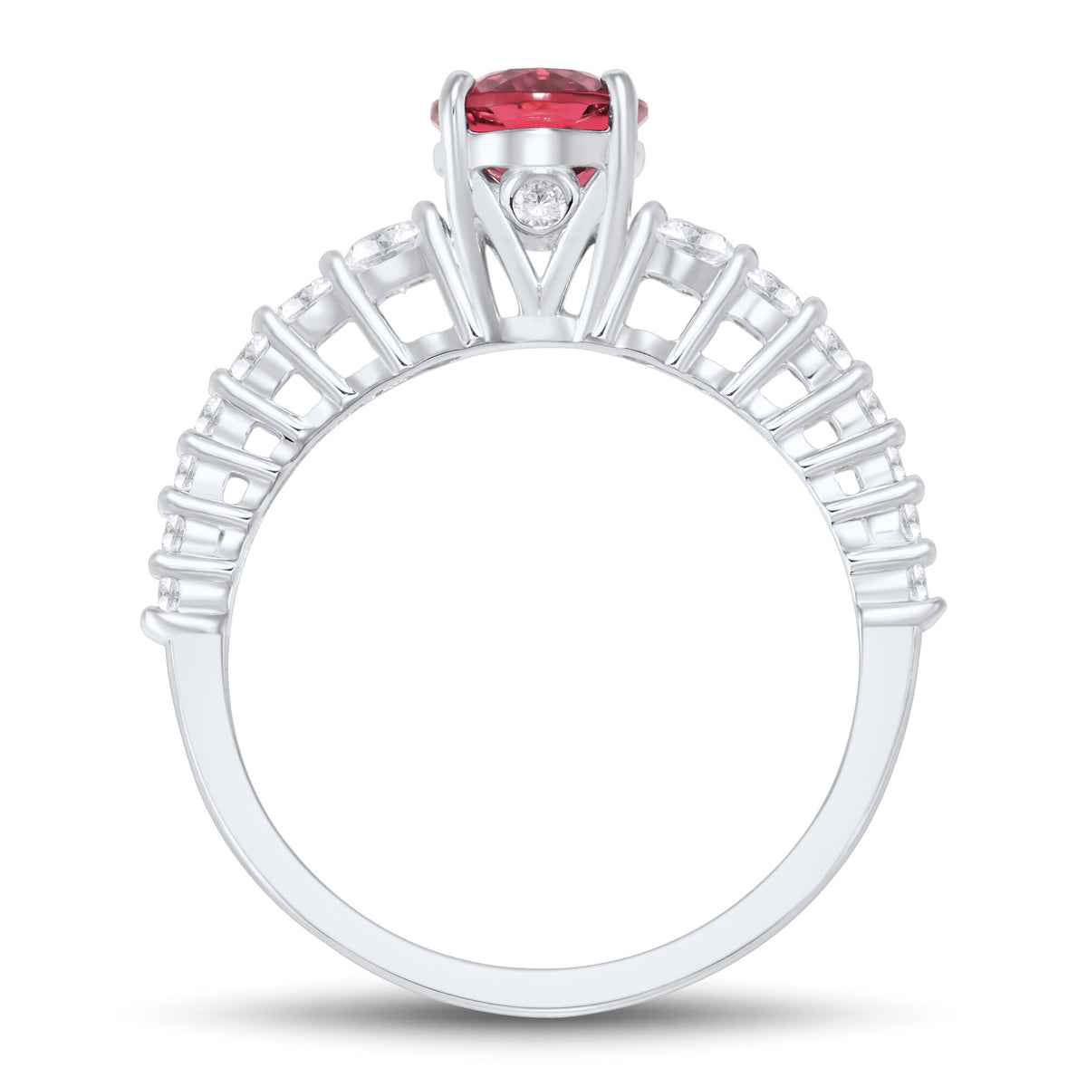 Pink Tourmaline and Diamond Ring in 10K White Gold (1/5 ct. tw.)