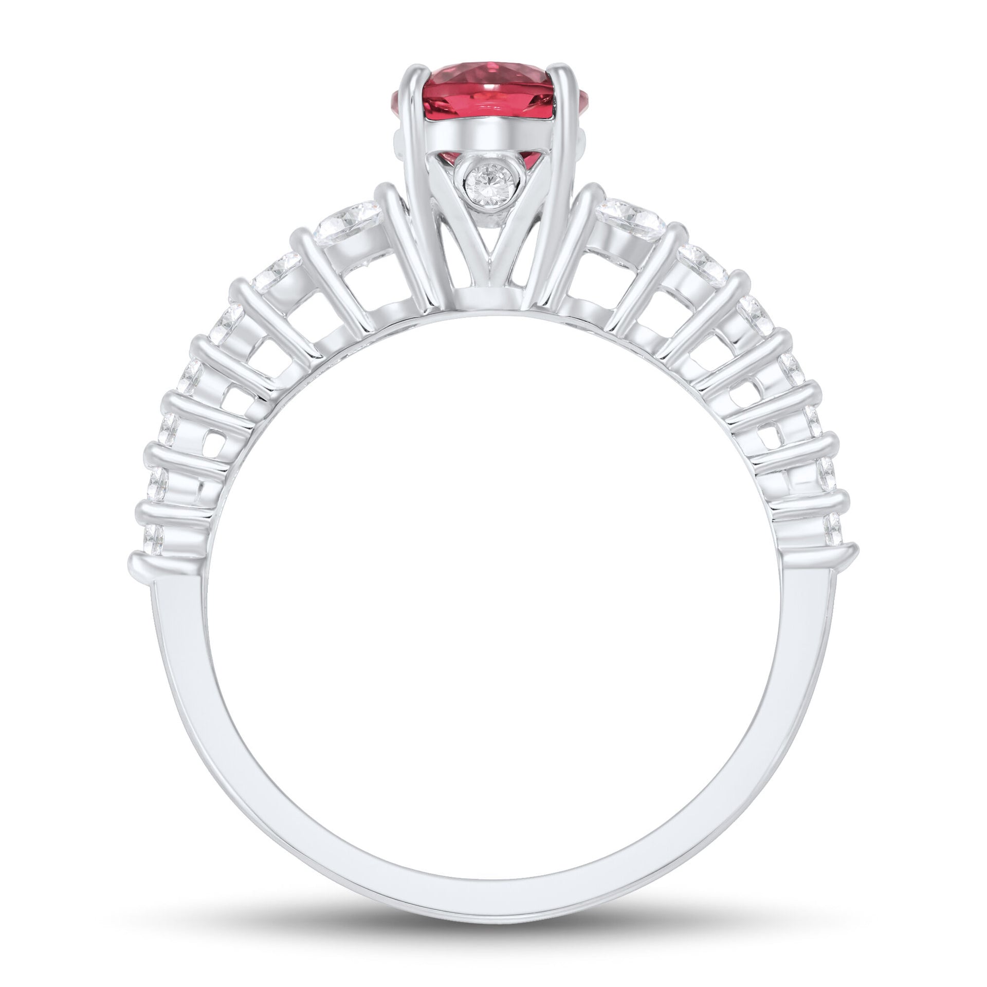 Pink Tourmaline and Diamond Ring in 10K White Gold (1/5 ct. tw.)