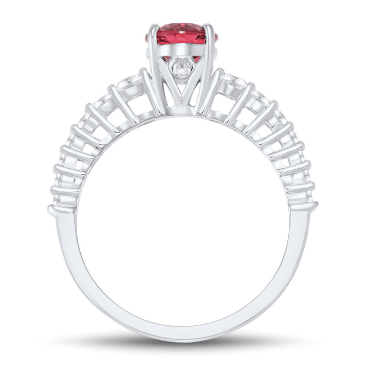 Pink Tourmaline and Diamond Ring in 10K White Gold (1/5 ct. tw.)