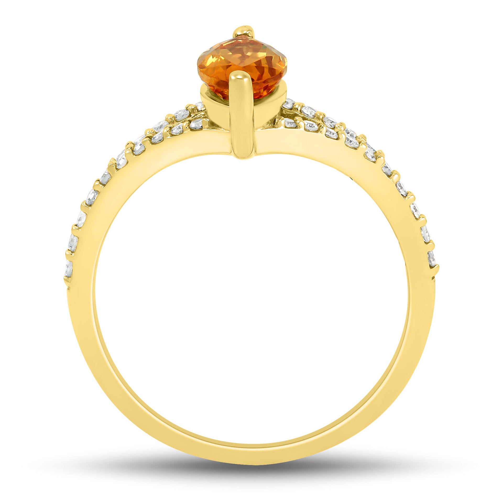 Marquise-Cut Citrine and Diamond Ring in 10K Yellow Gold (1/10 ct. tw.)