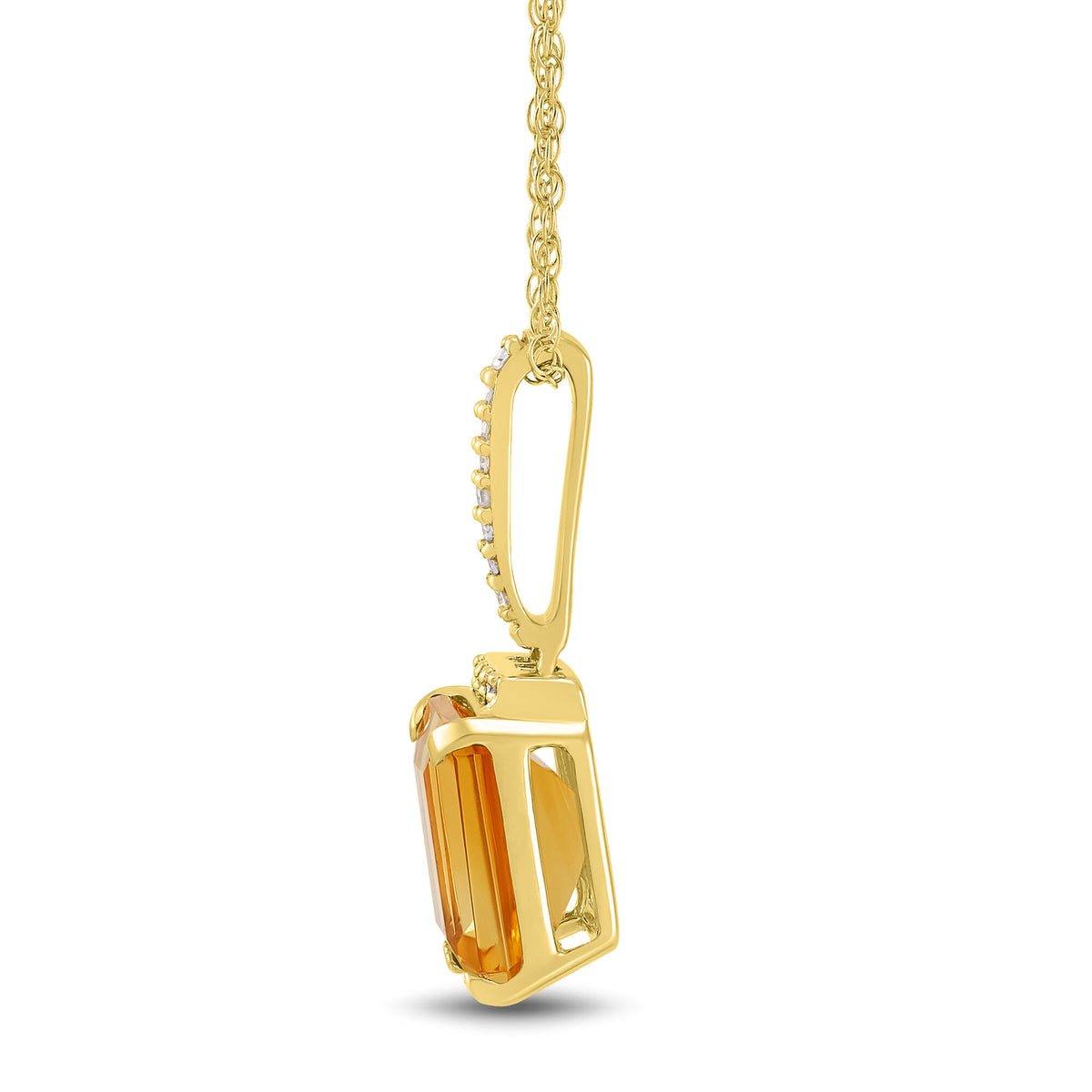 Citrine and Diamond Accent Pendant in 10K Yellow Gold