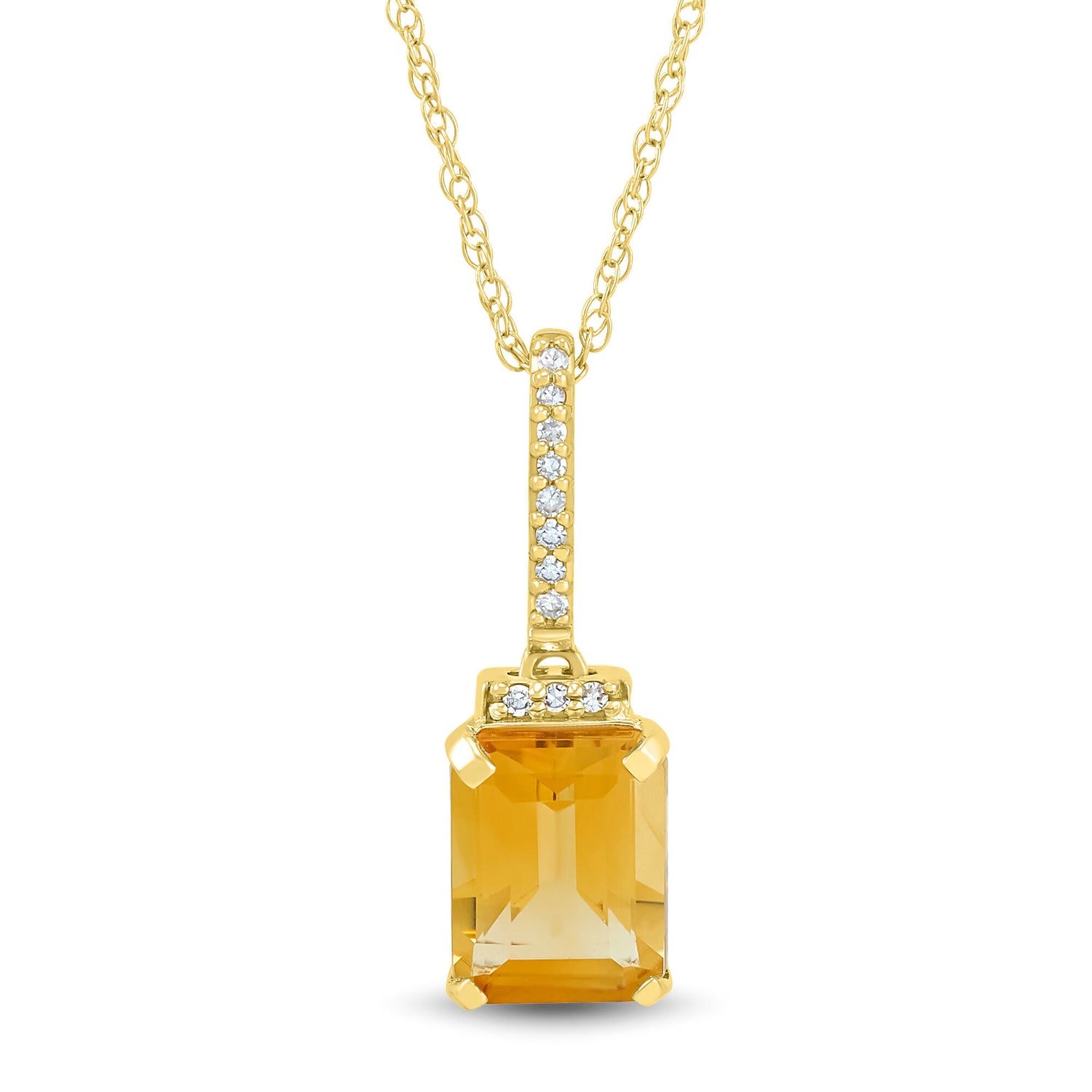 Citrine and Diamond Accent Pendant in 10K Yellow Gold