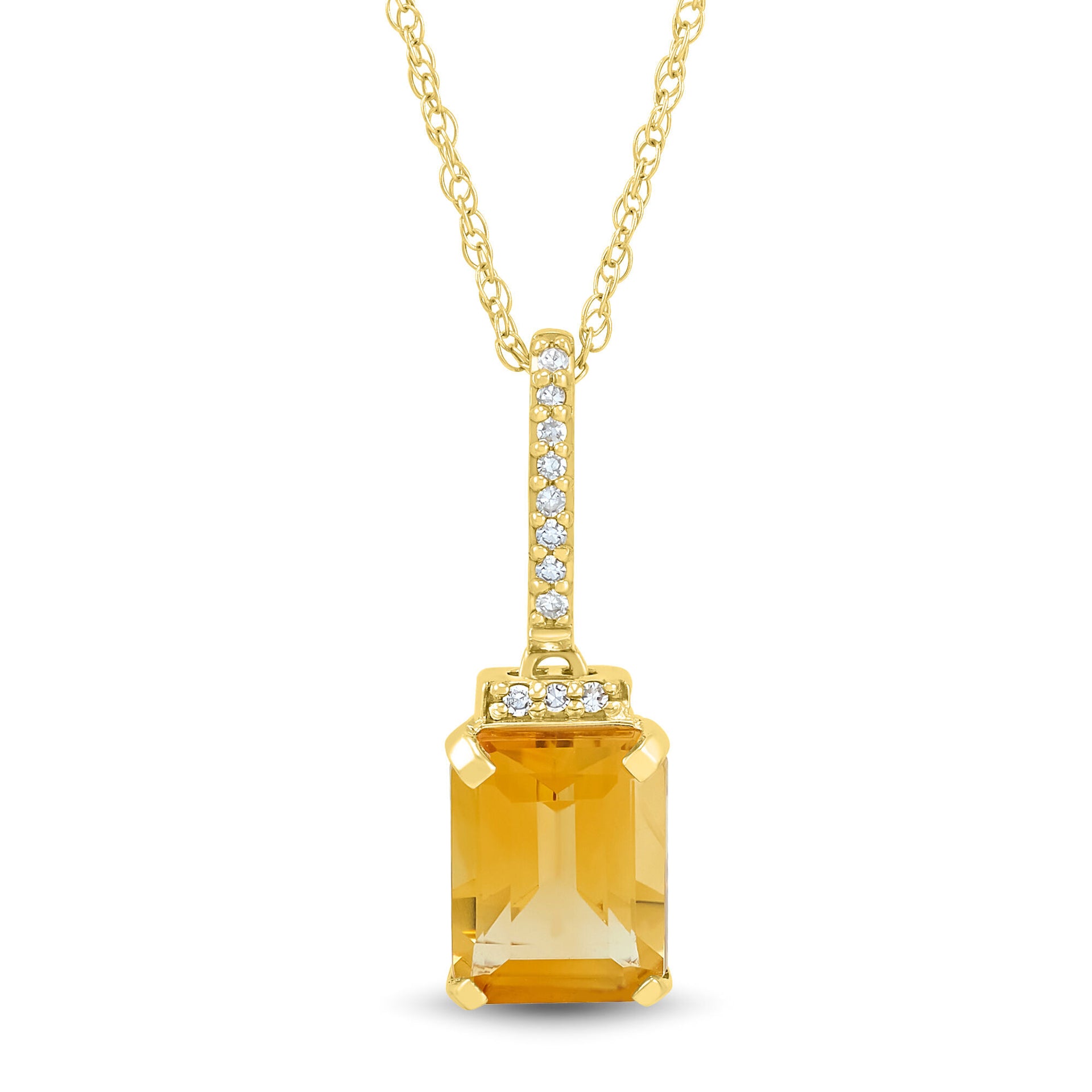 Citrine and Diamond Accent Pendant in 10K Yellow Gold