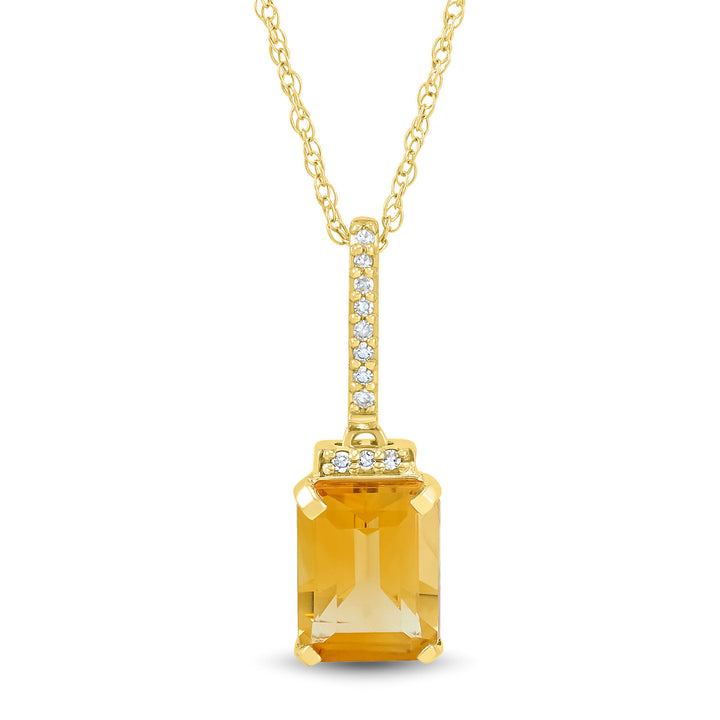 Citrine and Diamond Accent Pendant in 10K Yellow Gold