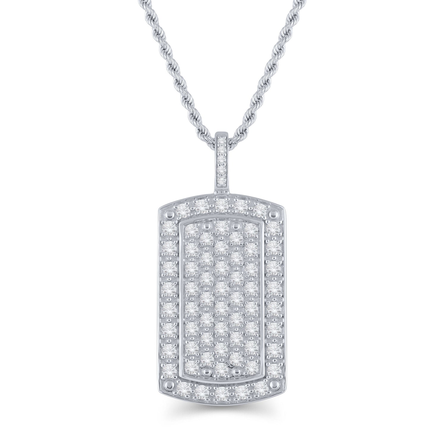 Lab Grown Diamond Dog Tag in 10K White Gold (2 ct. tw.)