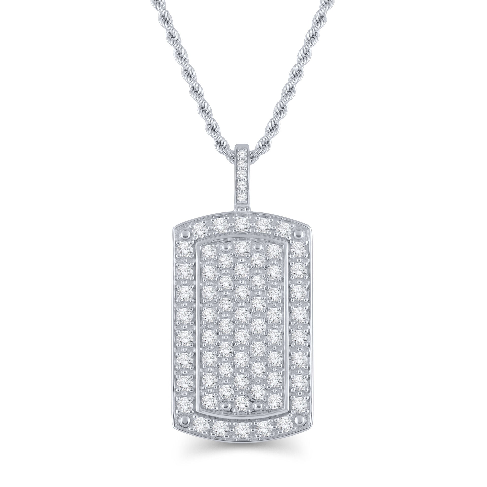 Lab Grown Diamond Dog Tag in 10K White Gold (2 ct. tw.)