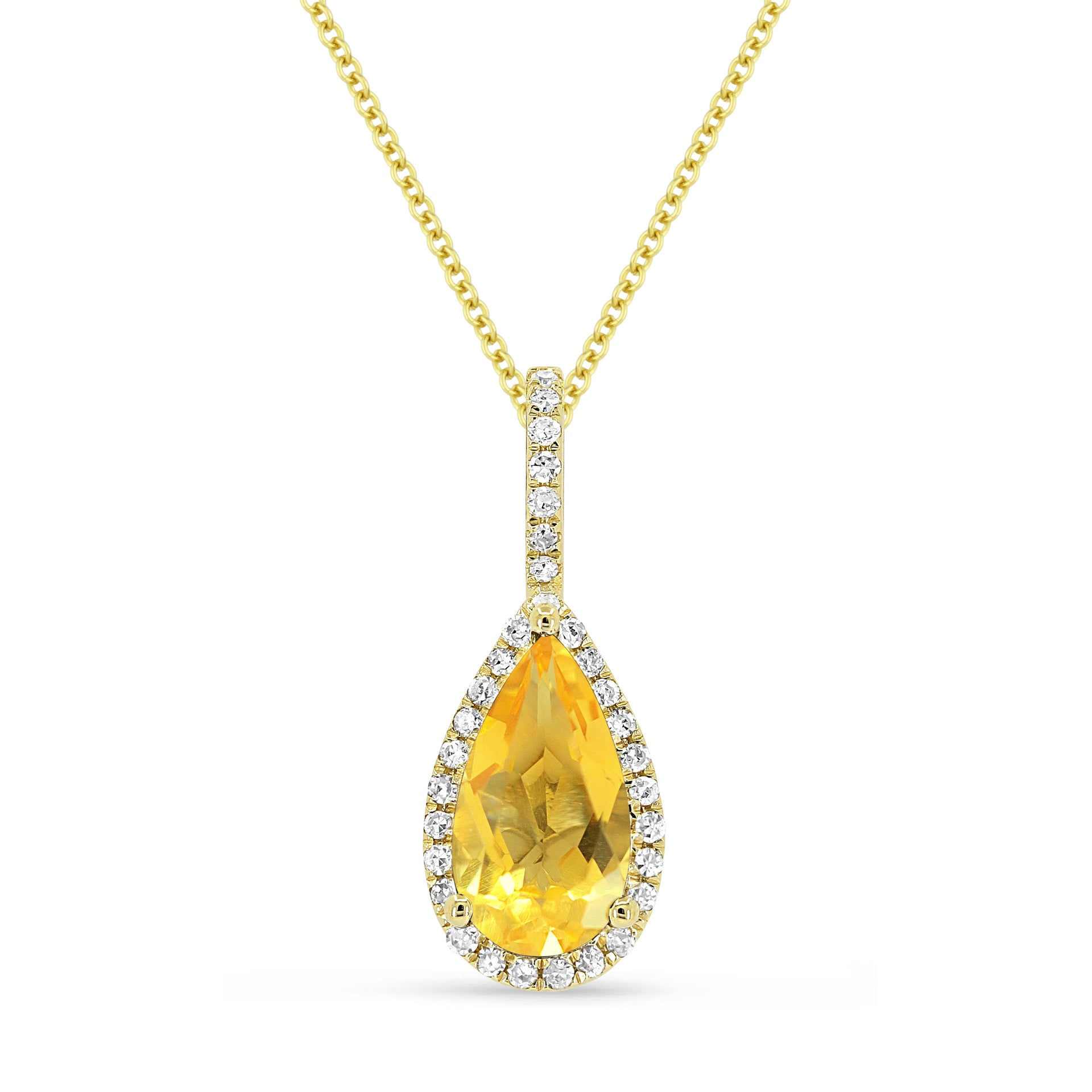 1.15ct Citrine 16' pendant Necklace In 14K Yellow Gold