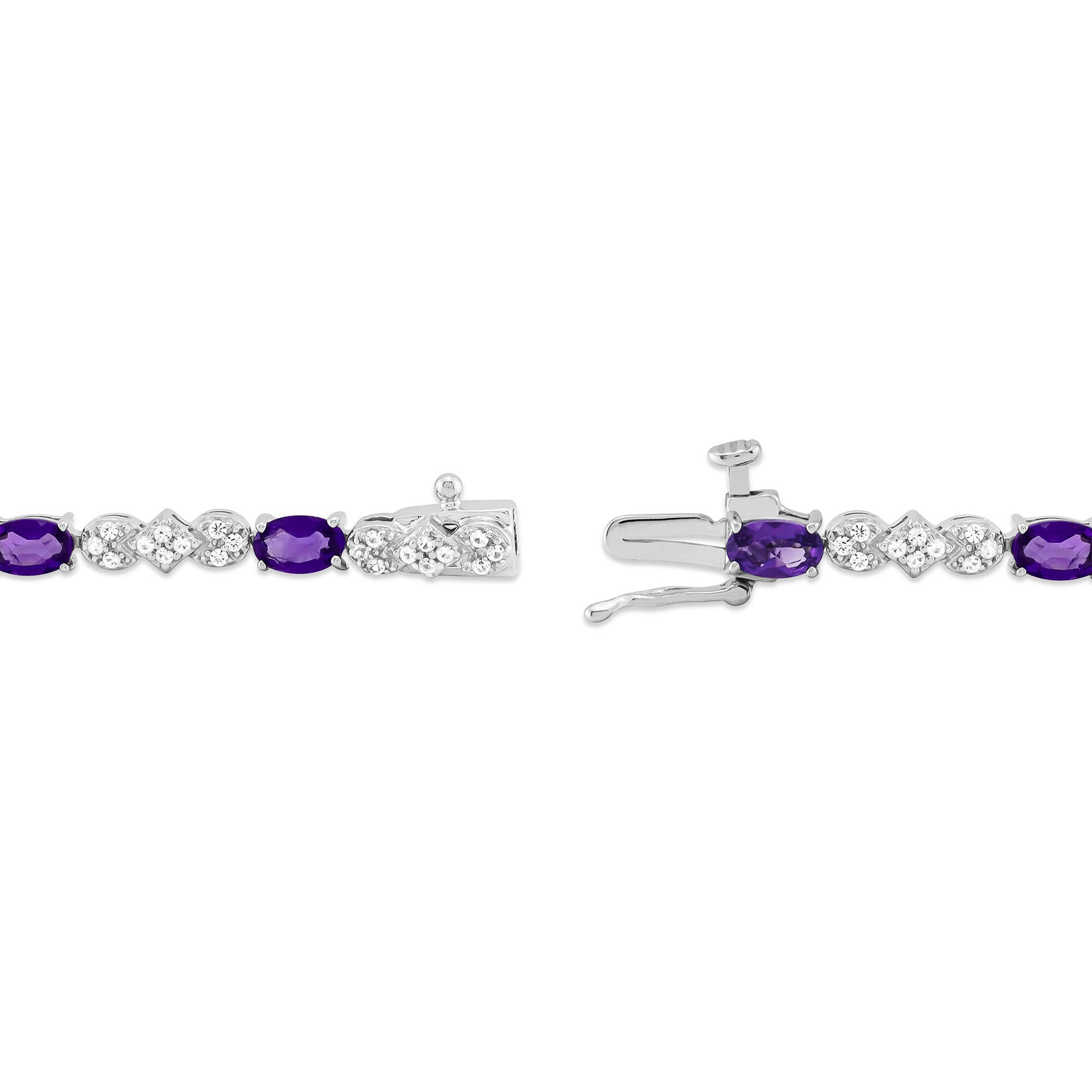 Amethyst and Lab-Created White Sapphire Bracelet in Sterling Silver