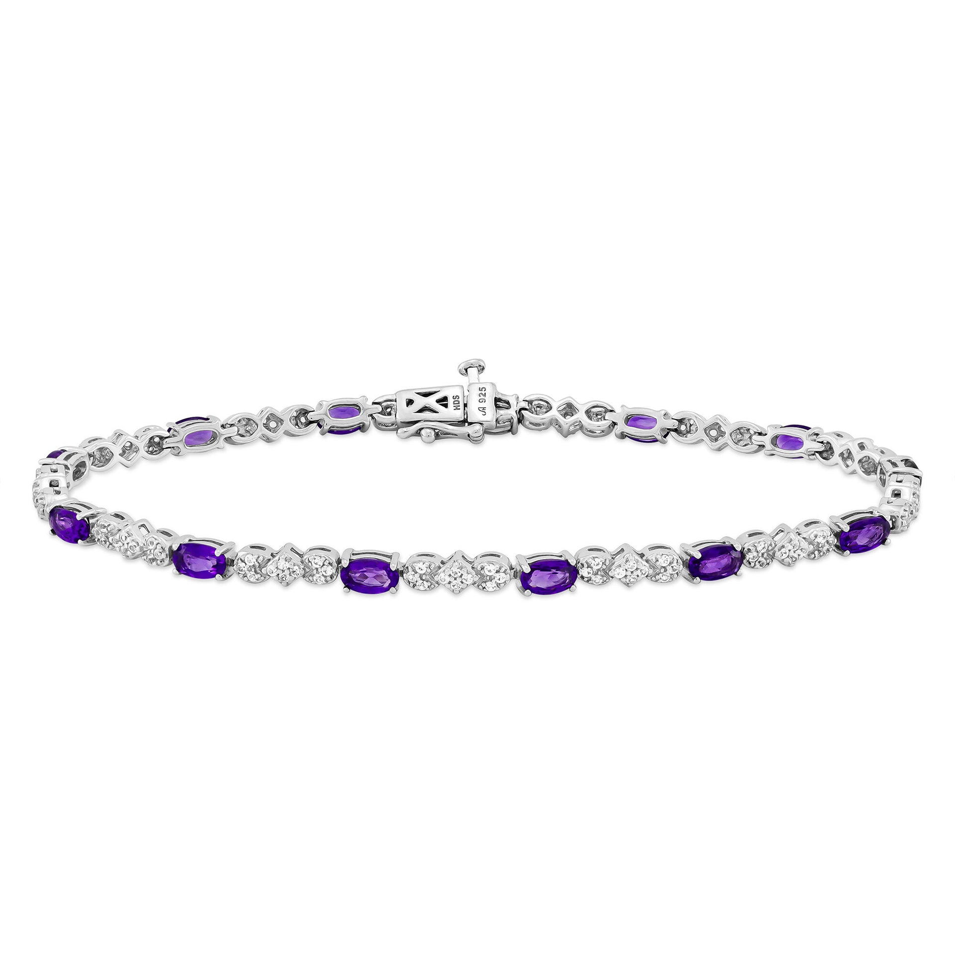 Amethyst and Lab-Created White Sapphire Bracelet in Sterling Silver