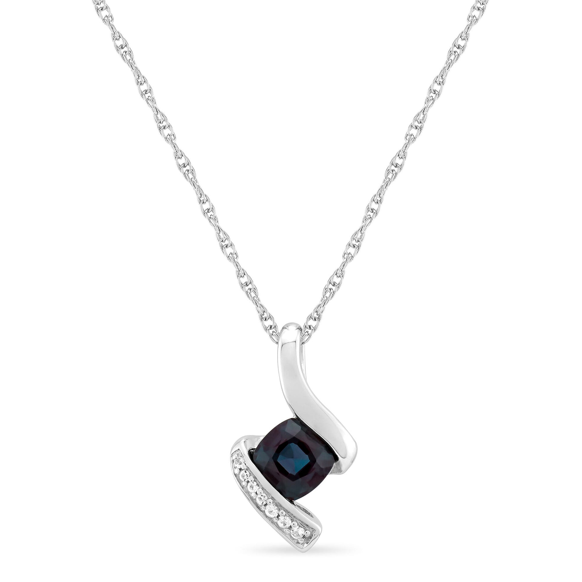 Lab-Created Alexandrite and Lab-Created White Sapphire Pendant in Sterling Silver
