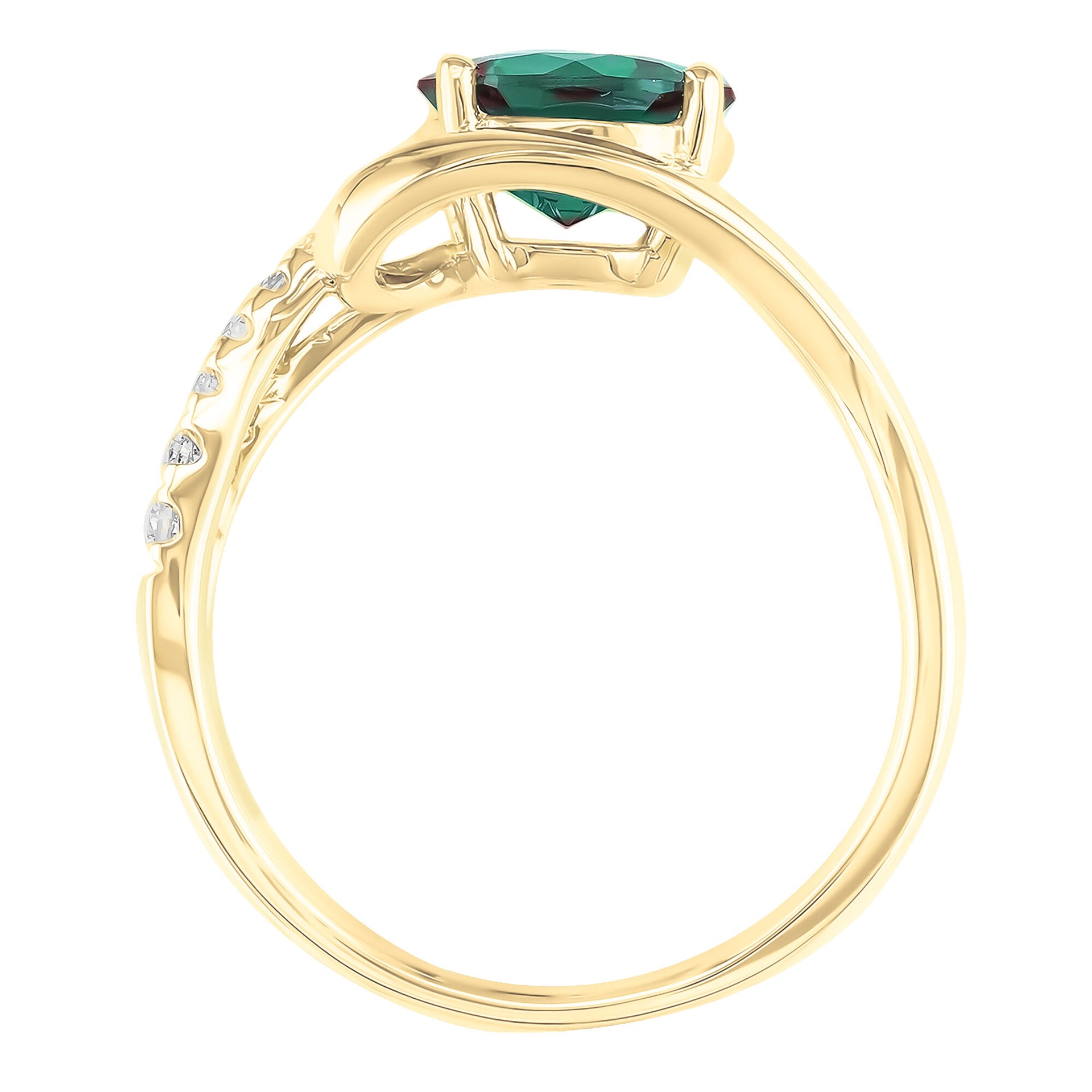 Lab-Created Alexandrite and Diamond Ring in 10K Yellow Gold