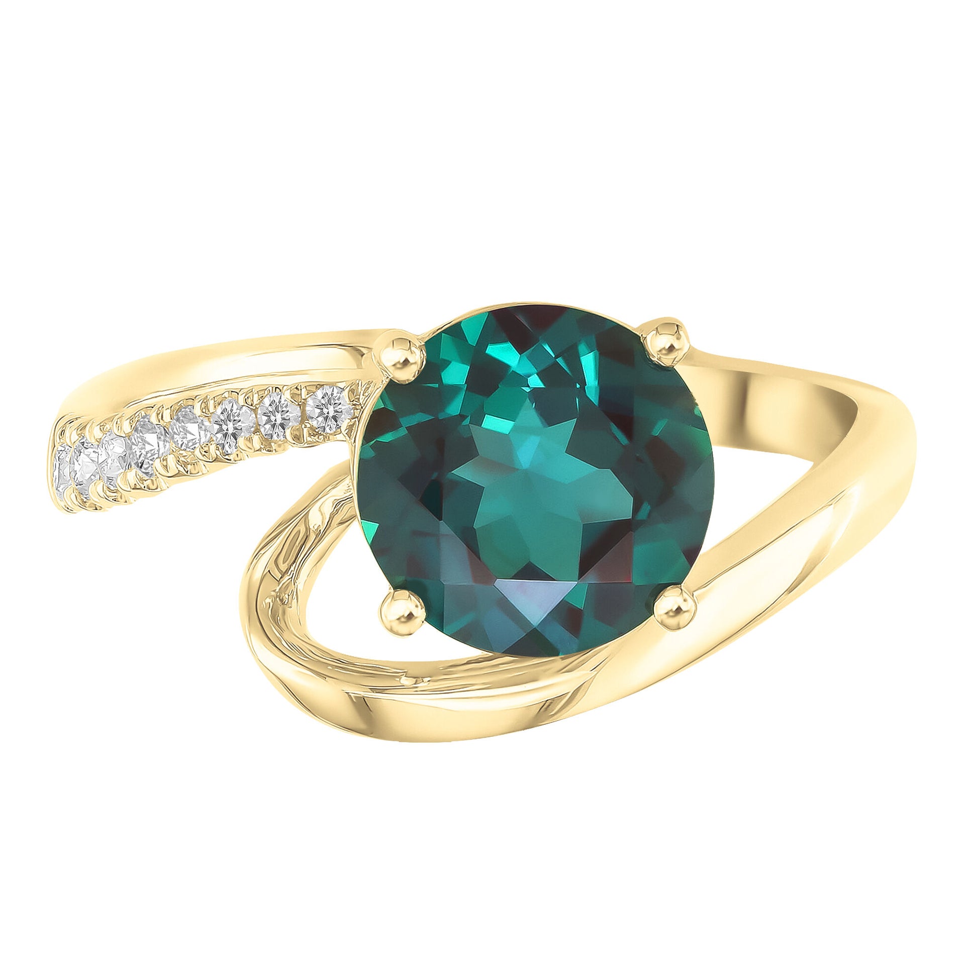 Lab-Created Alexandrite and Diamond Ring in 10K Yellow Gold