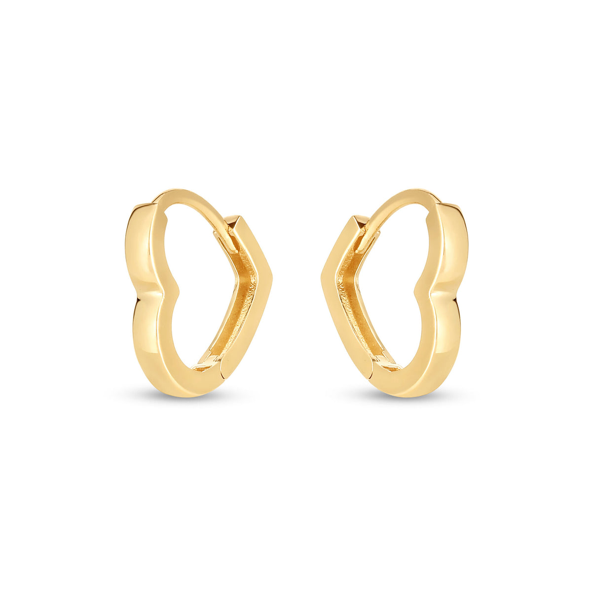 Heart Huggie Earrings in 14K Yellow Gold
