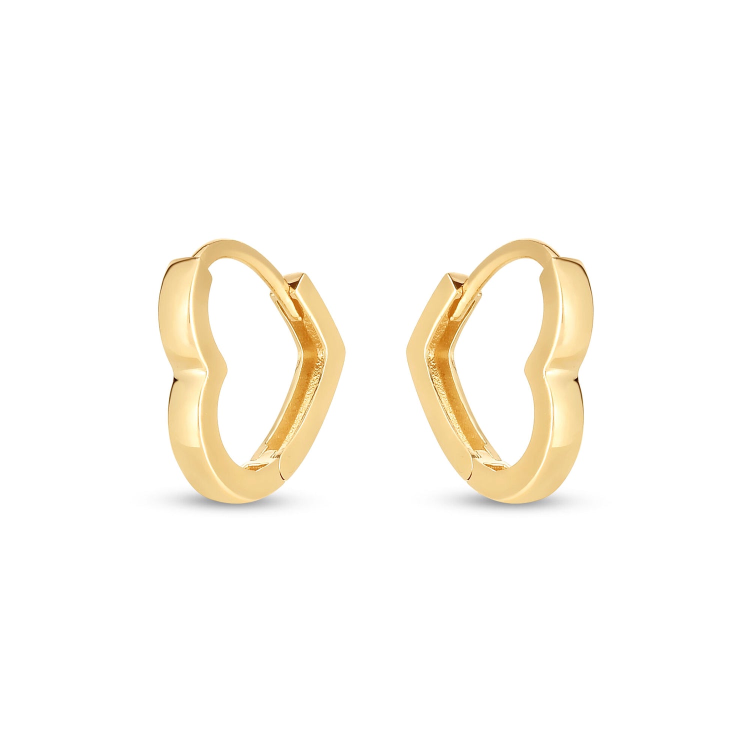 Heart Huggie Earrings in 14K Yellow Gold