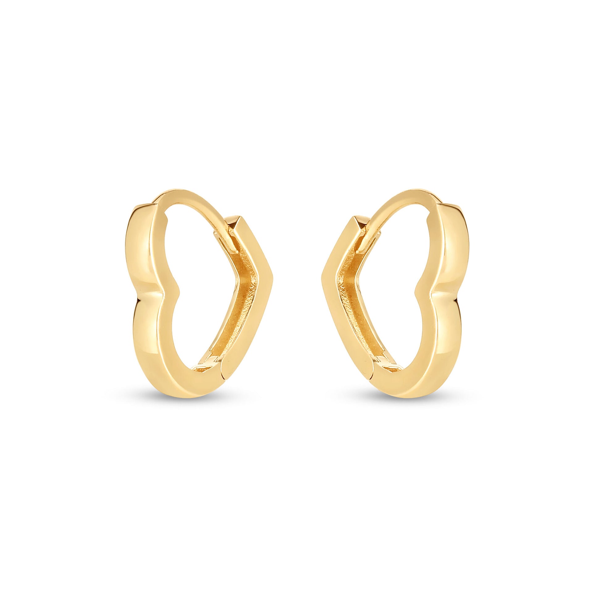Heart Huggie Earrings in 14K Yellow Gold